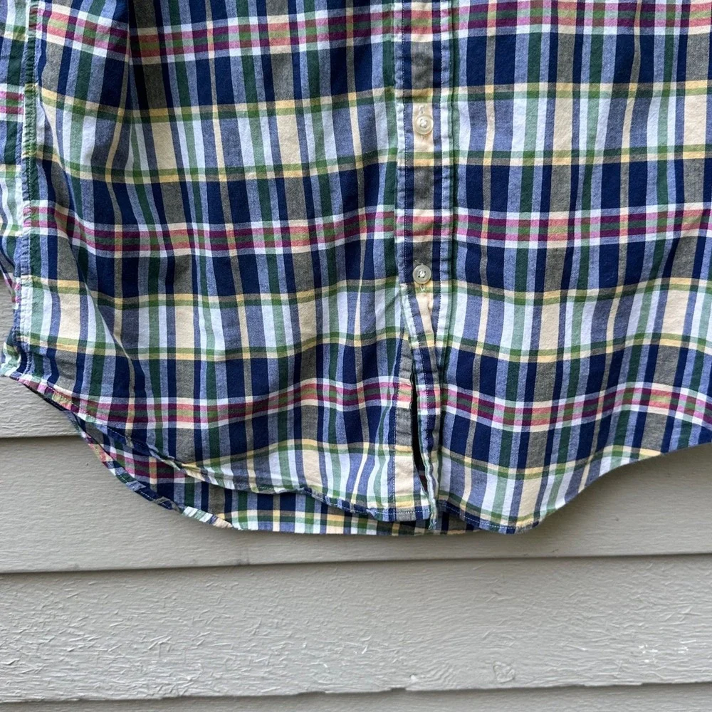 Ralph Lauren Mens Medium Plaid Button Down Short Sleeve Casual Shirt